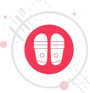 Beyaz çizgili bowling ayakkabıları ikonu uzun gölge arkaplan izole. Spor malzemeleri. Pembe daire düğmesi. vektör