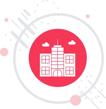 Şehir binası. Binanın basit düz çizimi. vektör illüstrasyonu