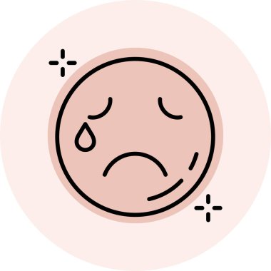 Ağlayan simge rengi ana hatları vektörü