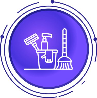 çizgi temizleme servisi simgesi beyaz arkaplanda izole edildi. Evi olan temizlik servisi, kazıyıcı. Renkli taslak konsepti. vektör