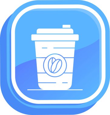 Kahve fincanı simgesi mavi arkaplanda izole edilmiş modaya uygun düz stil