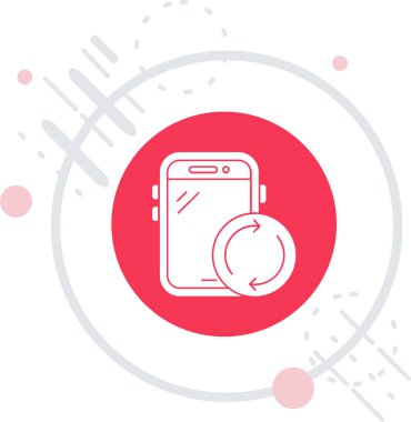 Beyaz çizgili akıllı saat beyaz arkaplanda izole edilmiş bir mobil kamera simgesi var. Kablosuz internet bağlantısı olan şeyler. Kırmızı daire düğmesi. vektör illüstrasyonu