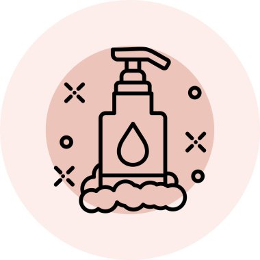 Beyaz arka planda izole edilmiş sabun ikonu için çizgi duş jeli şişesi. Renkli taslak konsepti. vektör.