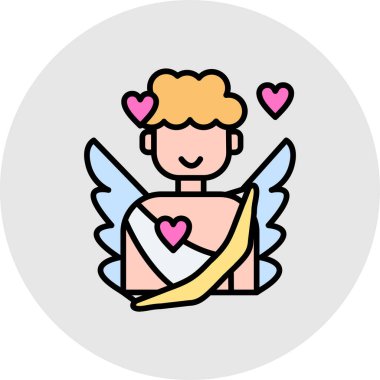 Aşk tanrısı simgesi, vektör illüstrasyonu basit tasarım