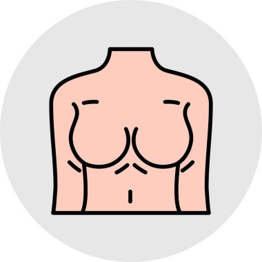 Kadın gövdesi, renk simgesi, vektör illüstrasyonu, düz