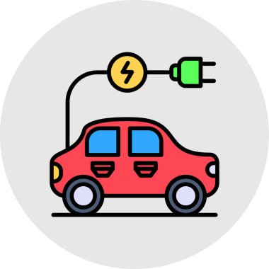 Elektrikli Araç simgesi, vektör illüstrasyonu