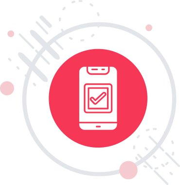 beyaz arkaplanda işaretleme simgesi olan renk çizgisi akıllı telefonu. Çember konsepti vektör illüstrasyonu