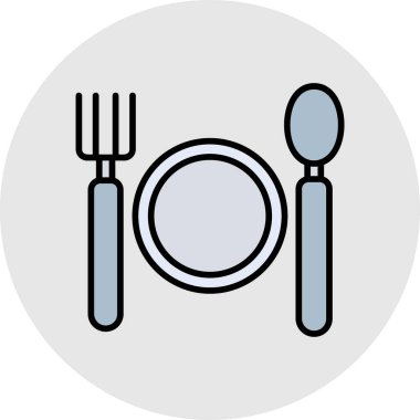 yemek çatalı simgesi ile doldurulmuş ana hatlar