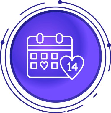 Beyaz arkaplanda kalp simgesi olan mavi çizgi takvimi. Sevgililer Günü. Aşk sembolü. Şubat 4 vektör illüstrasyonu