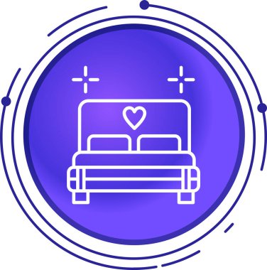 Beyaz arkaplanda çizgi yatak simgesi izole edildi. Renkli taslak konsepti. Vektör