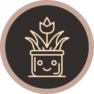 Bitkili bir tencerenin vektör illüstrasyonu