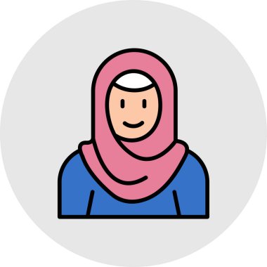 Genç Müslüman kız karakter çizimi tasarımı