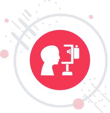 Beyaz arkaplanda izole edilmiş büyüteç simgesi olan beyaz çizgi insan kafası. Soyut daire düğmesi. vektör.