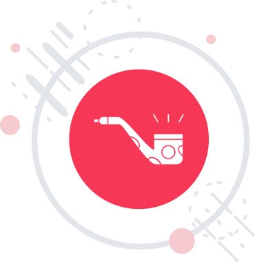 Beyaz elektrikli su ısıtıcısı ve uzun gölgeli musluk ikonu. Çaydanlık ikonu. Çember düğmesi. vektör illüstrasyonu