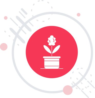 Beyaz arkaplanda izole edilmiş saksı ikonundaki çizgi çiçeği. Tencereye koy. Saksı saksısı tabelası. Renkli taslak konsepti. vektör.