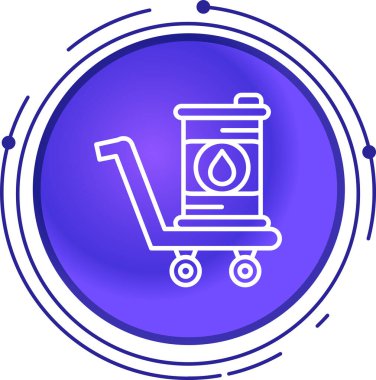 Su ikonlu beyaz çizgi yağ pompası uzun gölgeli izole edilmiş. Çember düğmesi. vektör illüstrasyonu.