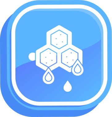 Beyaz çizgi bal peteği simgesi beyaz arkaplanda izole edildi. Bal hücrelerinin sembolü. Tatlı doğal yemek. Mavi altıgen düğmesi. Vektör İllüstrasyonu