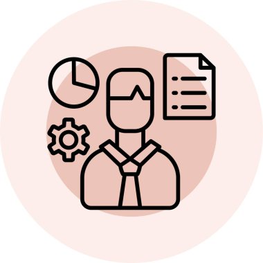 iş yönetimi düz simgesi, vektör illüstrasyonu