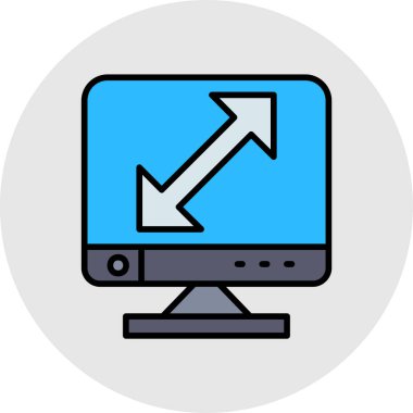 Bilgisayar monitörü simge rengi dış hat vektörü