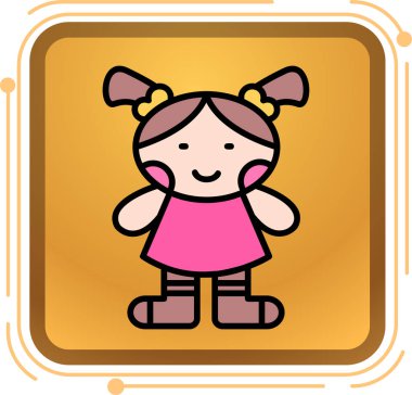 Kız ikonu. vektör illüstrasyonu