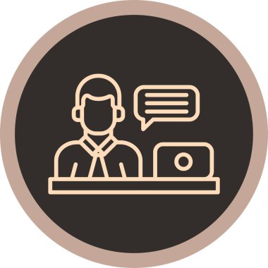 Dizüstü bilgisayar simgesi olan bir adamın vektör çizimi