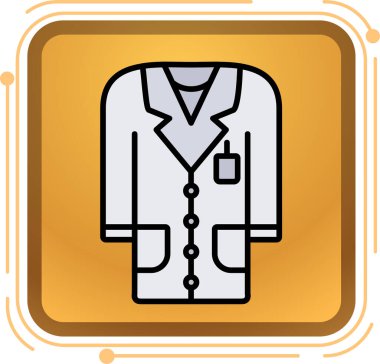 Steteskop ikonu olan doktor adam, çizgi film stili.