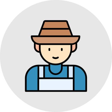 Çiftçi ikonu. Çiftçi vektör çizimi. Beyaz arka planda izole edilmiş. Düzenlenebilir felç. Web ve uygulama için tasarım ögesi. doğrusal 10. 1