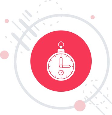 Beyaz çizgi saat ve zaman simgesi uzun gölgeli izole edilmiş. Zaman yönetimi sembolü. vektör illüstrasyonu