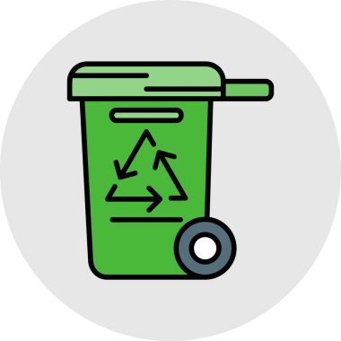 Çöp kutusu simgesi, vektör illüstrasyonu