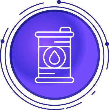 Mavi arka planda beyaz çizgi yağ varili simgesi izole edildi. Su için yağ fıçısı. bilgi grafikleri, yakıt, endüstri, viski, ekoloji. mor daire düğmesi