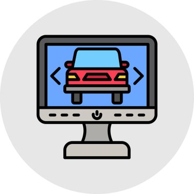 Araba servisi simgesi renk ana hatları vektörü