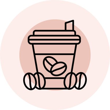 Pipet simgeli kahve fincanı, vektör illüstrasyonu