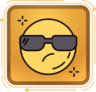 Güneş gözlüklü sevimli yüzlü kare simgesi