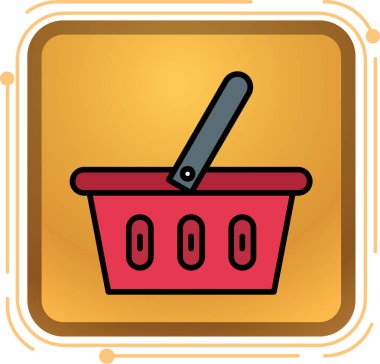 İçinde boya fırçası olan sepeti doldurulmuş bir kova simgesi - taslak biçiminde