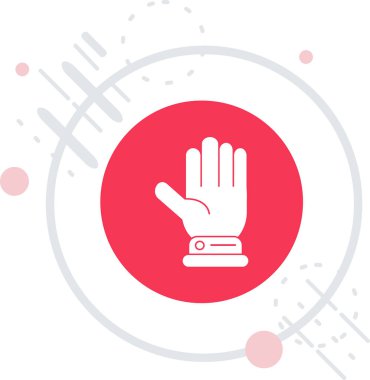 Beyaz çizgili el, uzun gölgeli bir termometre simgesi tutuyor. Termometresi olan termometre. vektör.