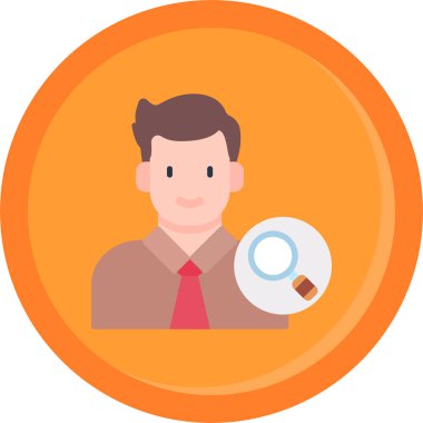 Madeni para vektör ikonu olan iş adamı. Düz çizim beyaz arkaplanda izole edildi. Paralı iş adamı.