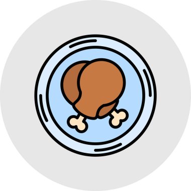 Tavuk eti simgesi renk ana hatları vektörü