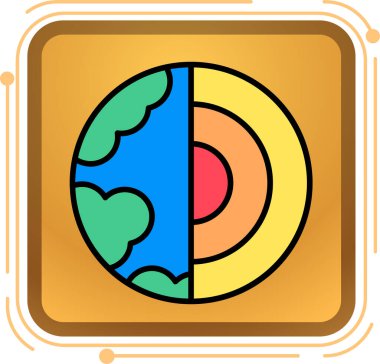 Yeryüzü simgesi renk ana hatları vektörü