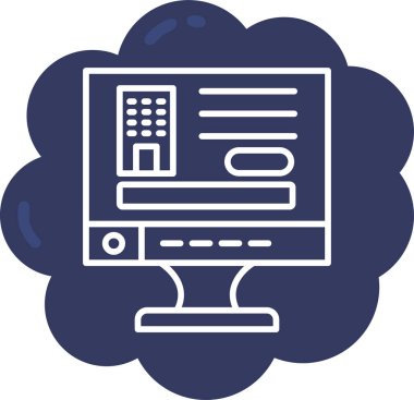 Modern düz biçimli bir monitörün vektör simgesi.
