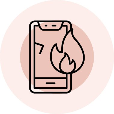 Ateş simgesine sahip bir akıllı telefonun vektör çizimi.