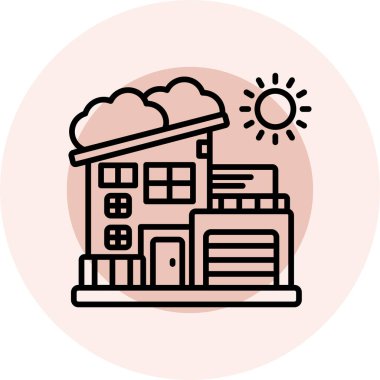 Bir bina simgesinin vektör illüstrasyonu