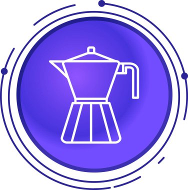 Beyaz arka planda izole edilmiş fasulye ikonlu mavi kahve makinesi. Mavi kare düğme. vektör illüstrasyonu