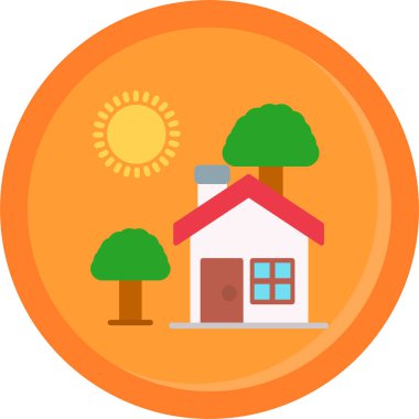 Ağaç ev simgesi, vektör illüstrasyonu basit tasarım