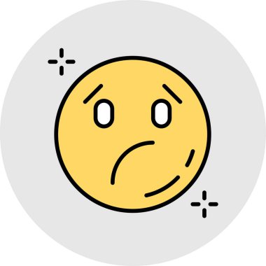 üzgün emoji simgesi renk ana hatları vektörü