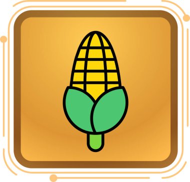 Çizgi film stilinde mısır simgesi web için izole edilmiş vektör çizimi