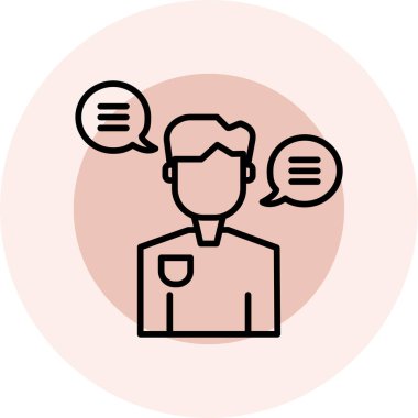 Konuşma kabarcığı vektör çizimi olan adam