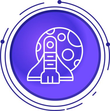 Roket çizgi simgesi beyaz arkaplanda izole edildi. Renkli taslak konsepti. Vektör