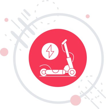 elektrikli scooter düz simgesi, vektör, illüstrasyon, 10 PS