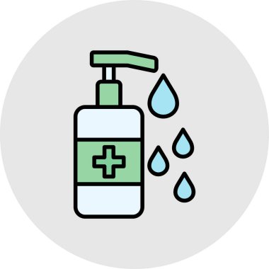 Antiseptik ikon. Web için antibakteriyel vektör simgelerinin basit çizimi