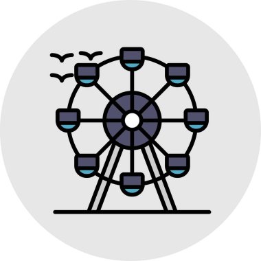 Dönme dolap ikonu. Web için dönme dolap vektör simgelerinin özet çizimi